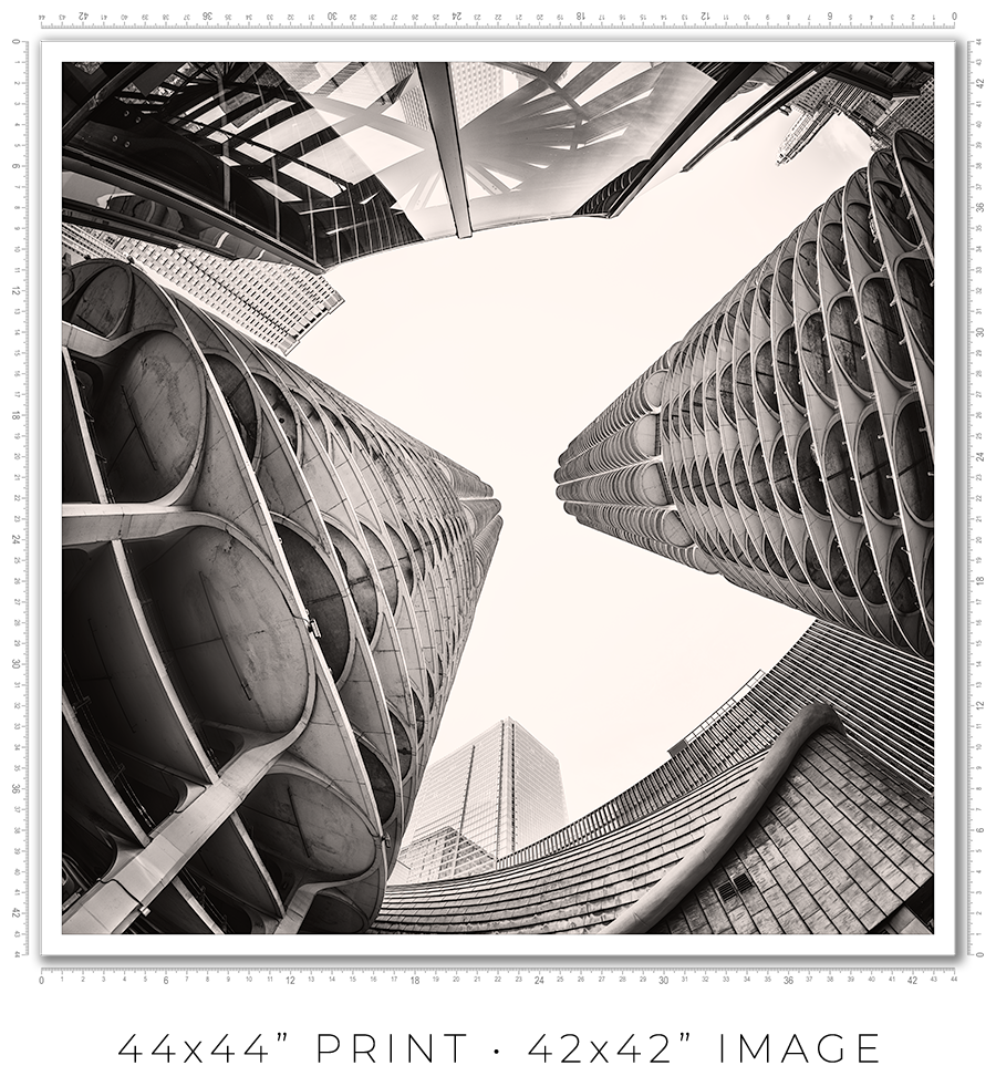 Marina City Looking Up Between the Towers