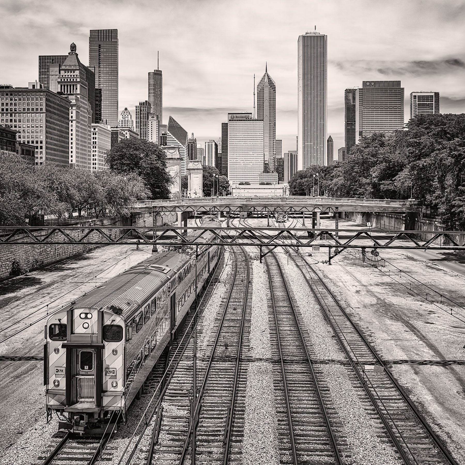 Chicago Skyline Above the Metra Electric Line - Igor Menaker Fine Art Photography