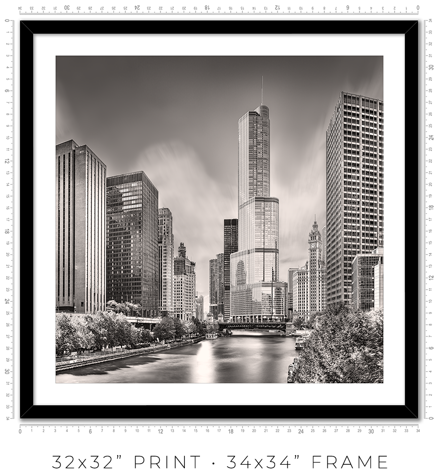 Chicago Skyline from Columbus Drive Bridge