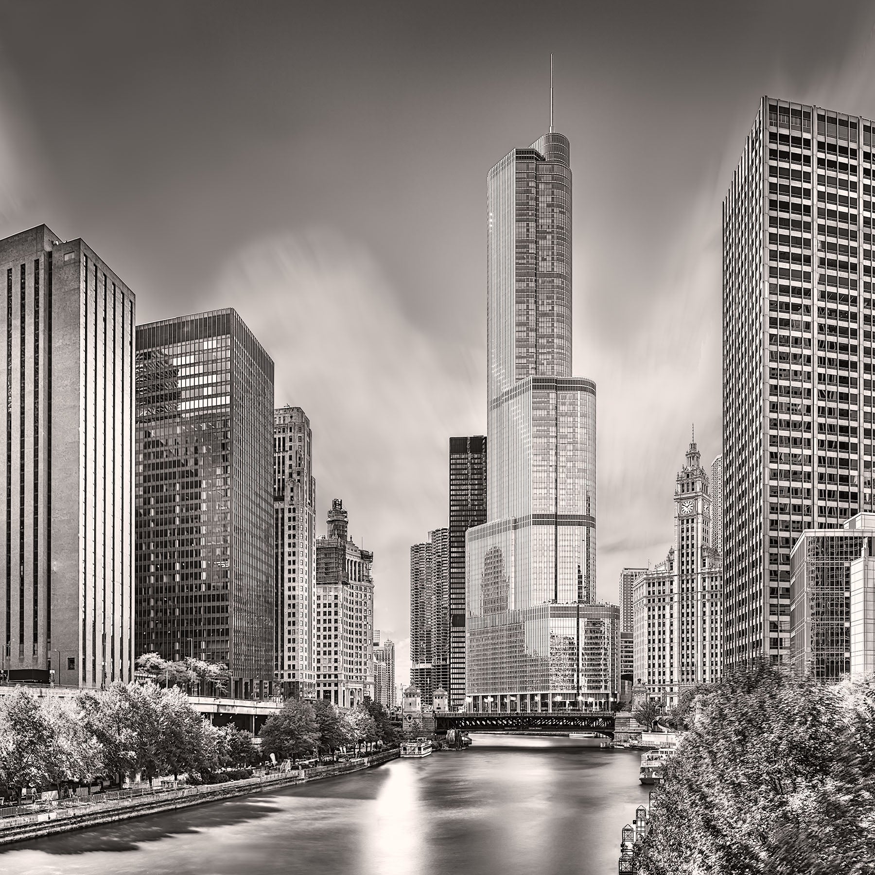Chicago Skyline from Columbus Drive Bridge