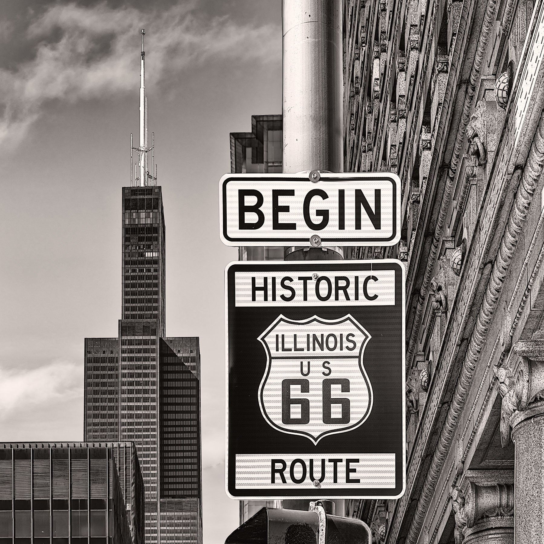 Historic Route 66 Begin Sign - Igor Menaker Fine Art Photography