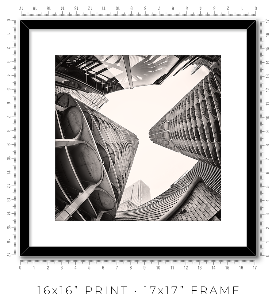 Marina City Looking Up Between the Towers