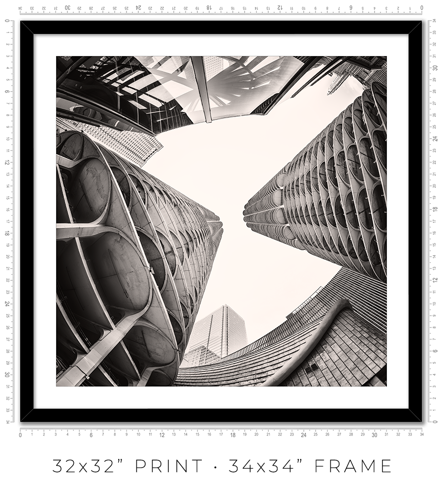 Marina City Looking Up Between the Towers