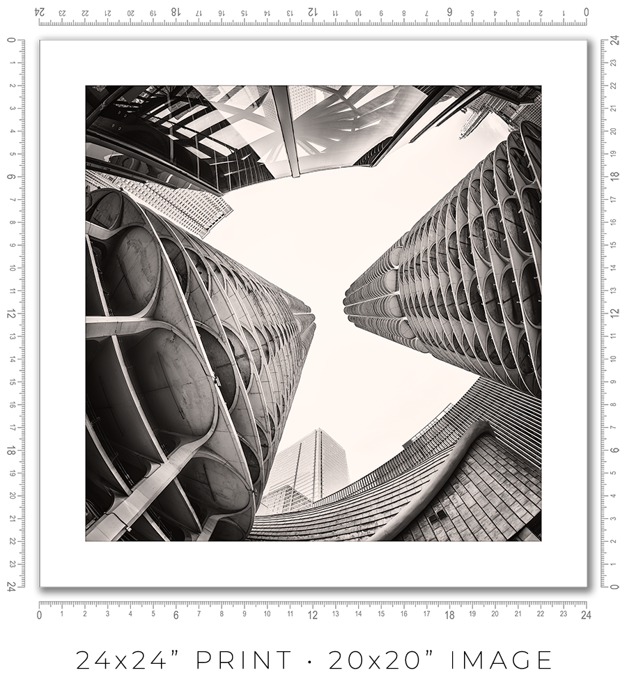 Marina City Looking Up Between the Towers