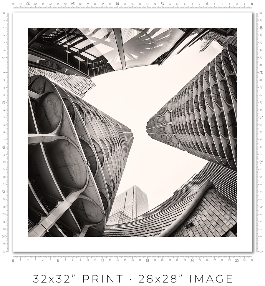 Marina City Looking Up Between the Towers