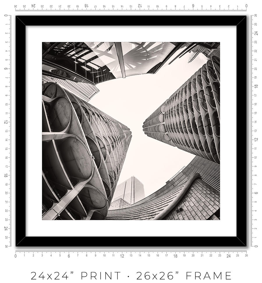 Marina City Looking Up Between the Towers