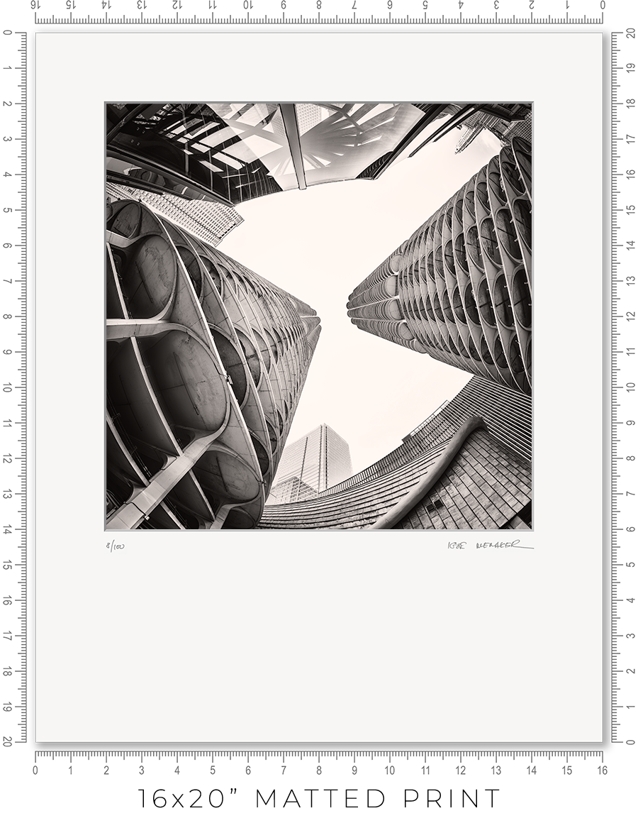 Marina City Looking Up Between the Towers