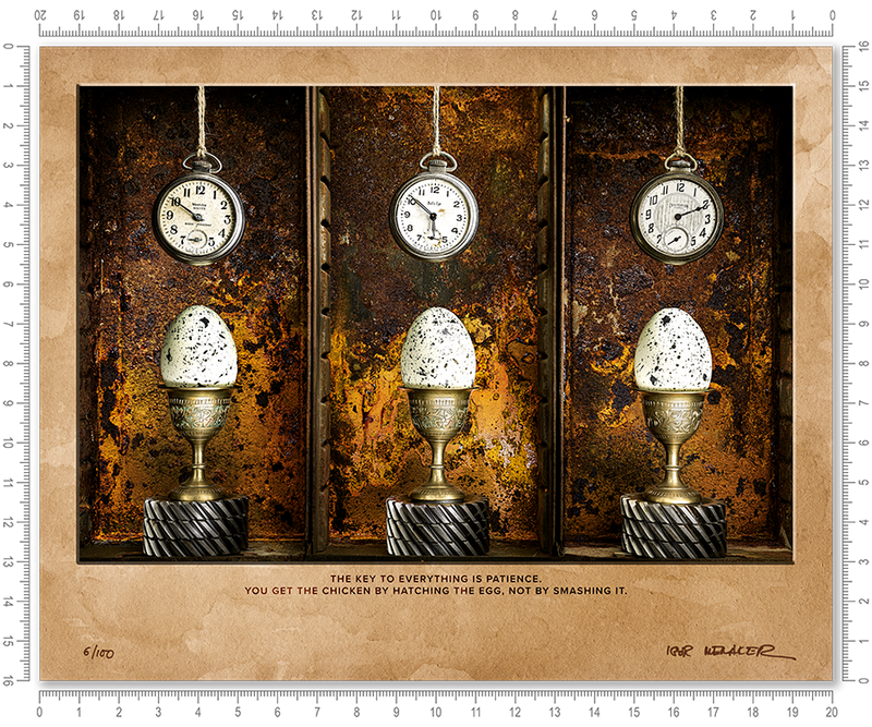 The key to everything is patience. You get the chicken by hatching the egg, not by smashing it.