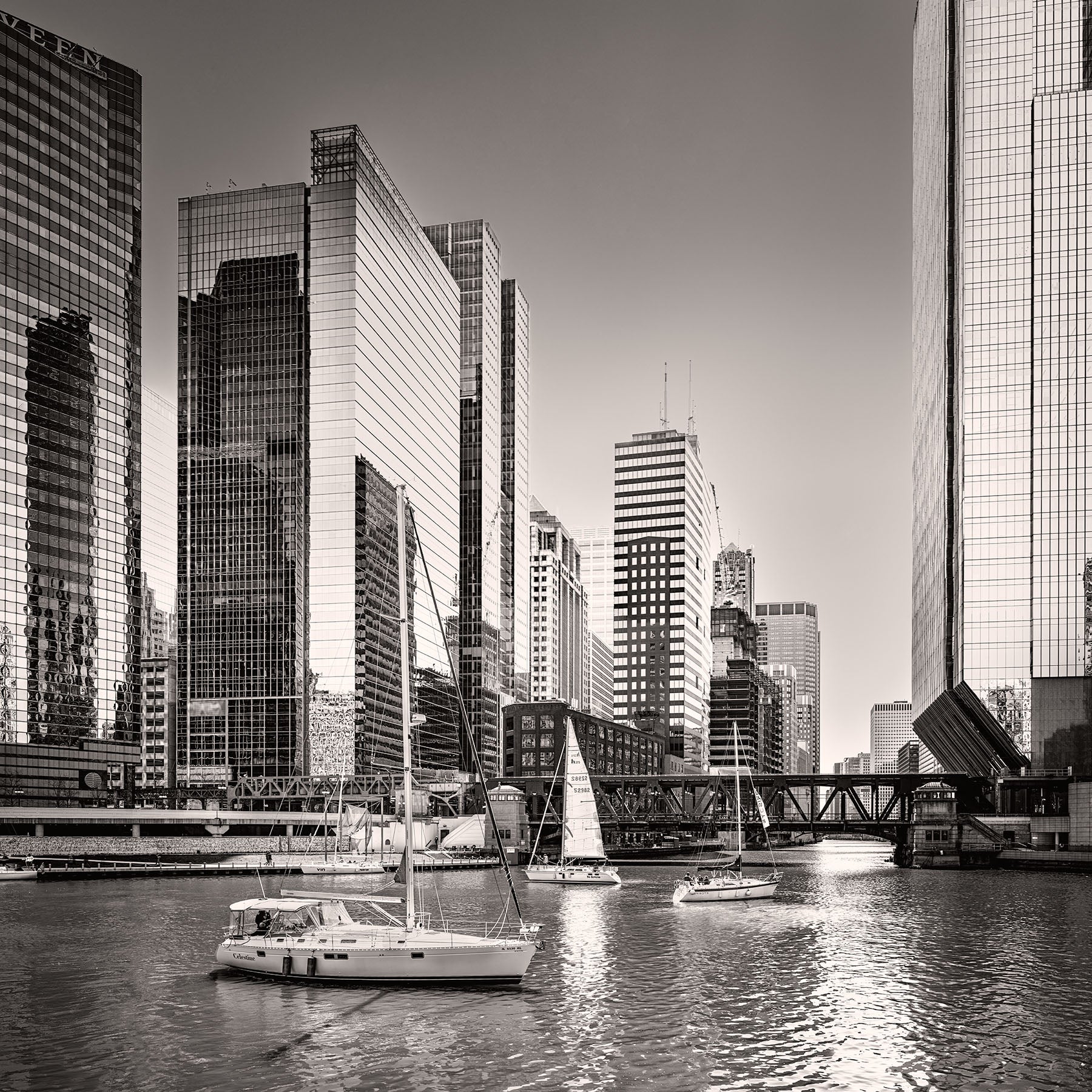 Sailboats Waiting At Wolf Point - Igor Menaker Fine Art Photography