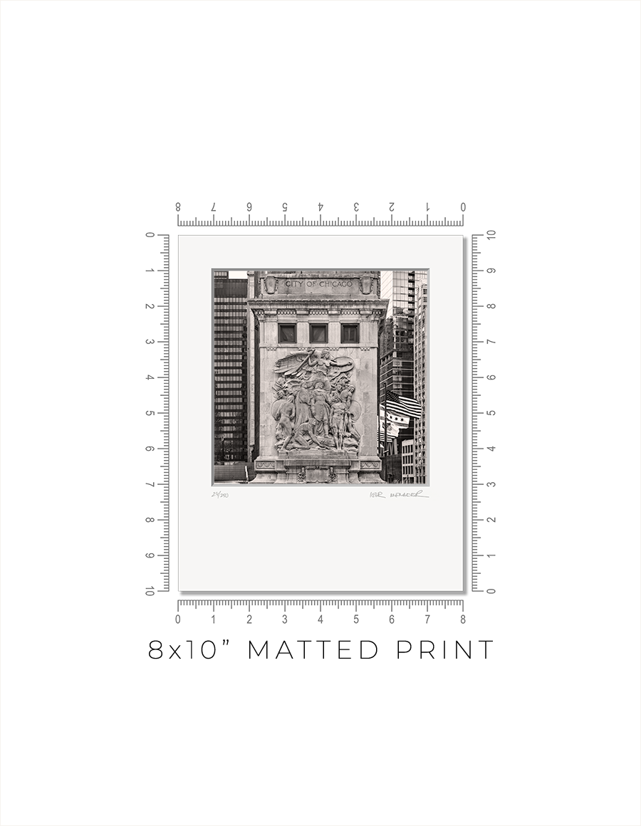 The Discoverers Relief Sculpture on DuSable Bridge
