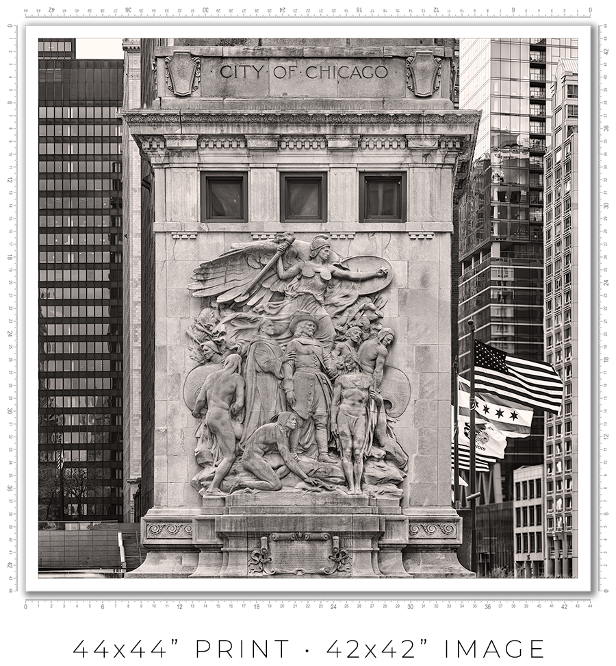 The Discoverers Relief Sculpture on DuSable Bridge