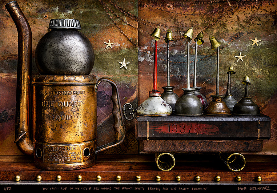 You can't ride in my little red wagon. The front seat's broken, and the axel's draggin'.