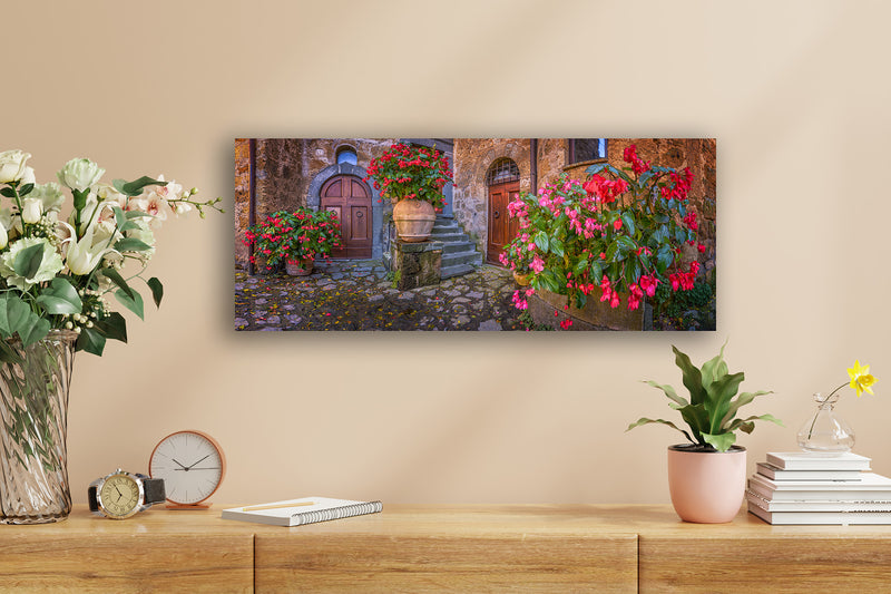 Scarlet Flowers : Civita di Bagnoregio in Viterbo - Igor Menaker Fine Art Photography