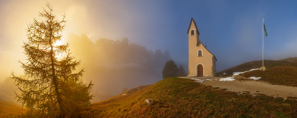 Cappella di San Maurizio on Passo Gardena in Dolomites