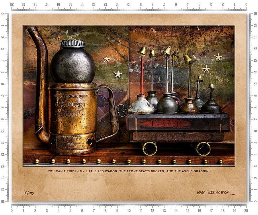 You can't ride in my little red wagon. The front seat's broken, and the axel's draggin'.